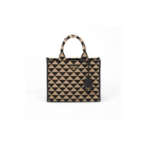 large Pra*a symbole jacquard fabric handbag
