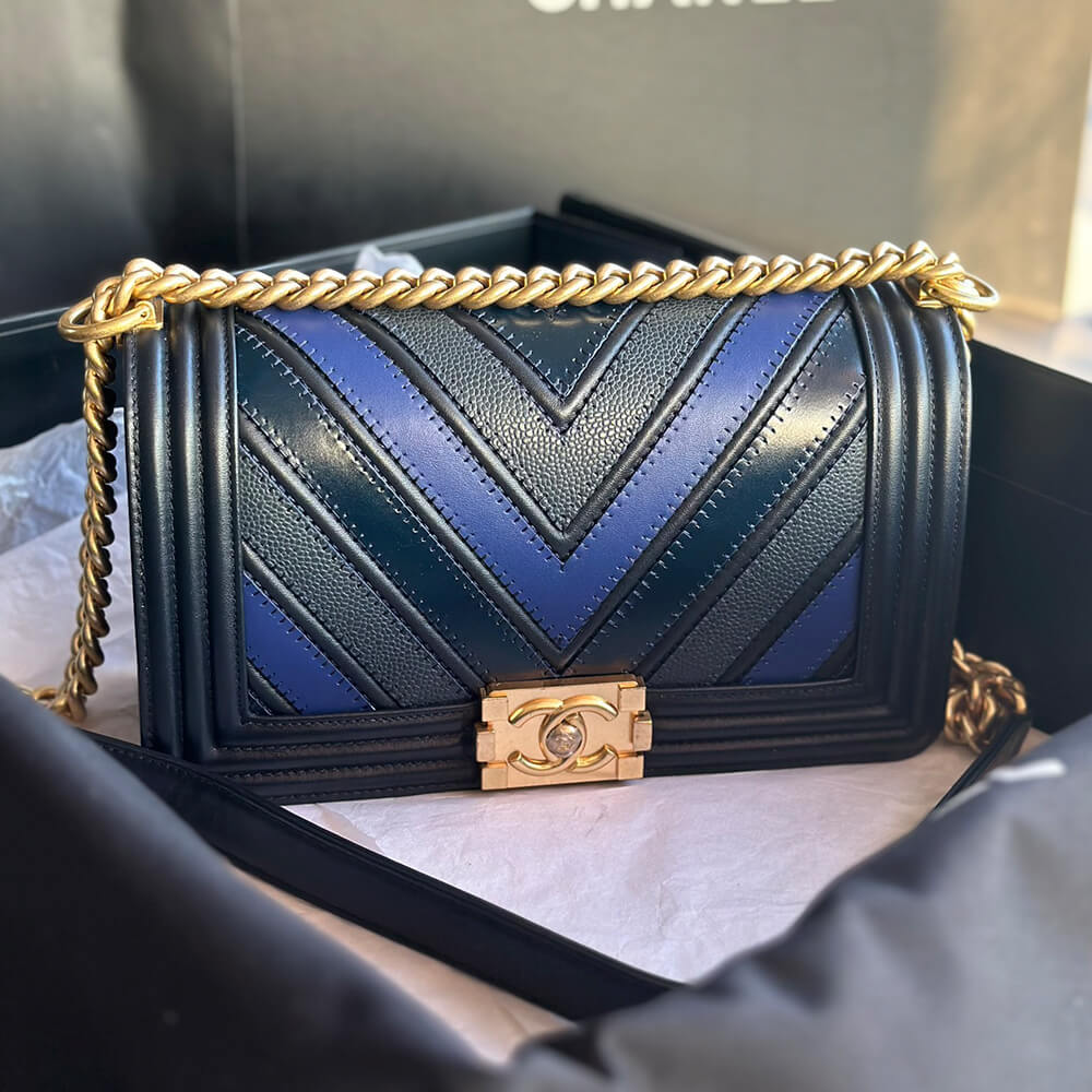 chevron boy Ch*el handbag