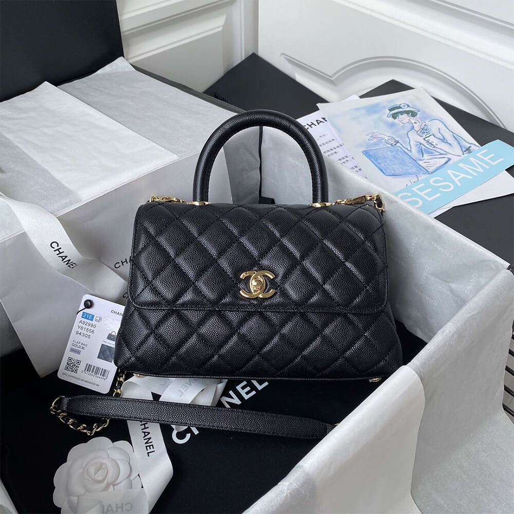 Ch*el coco handle bag small