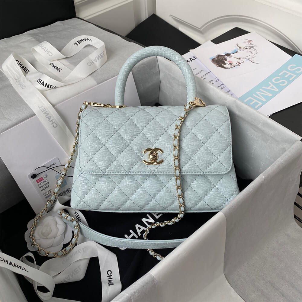 Ch*el coco handle bag small