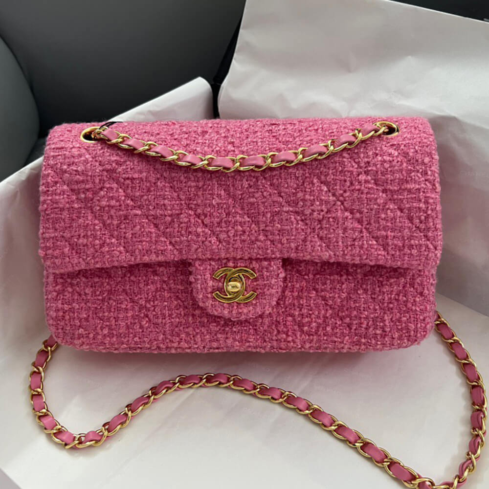 Ch*el tweed medium classic flap bag