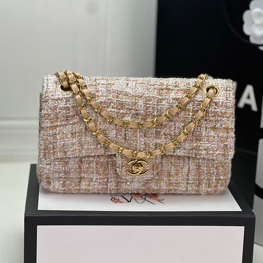 Ch*el tweed medium classic flap bag