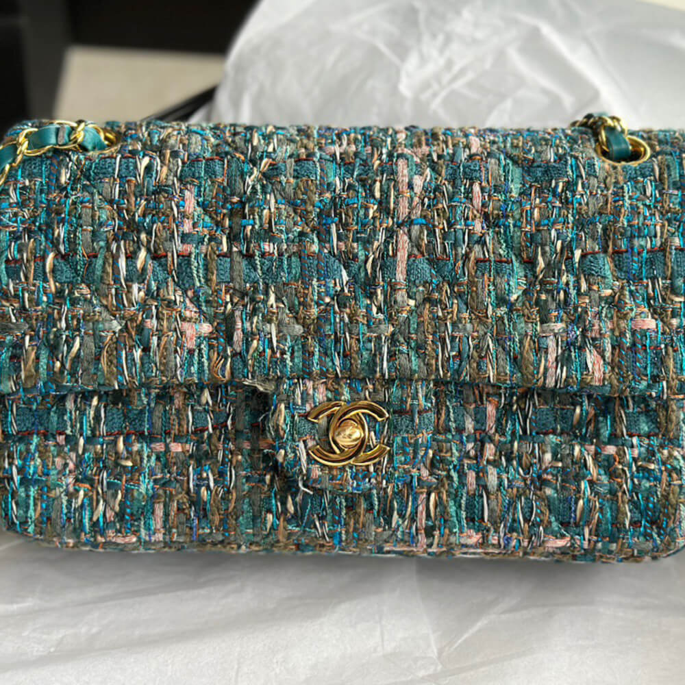 Ch*el tweed medium classic flap bag