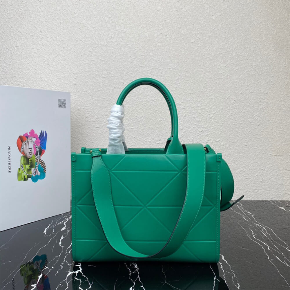 small leather Pra*a symbole bag with topstitching