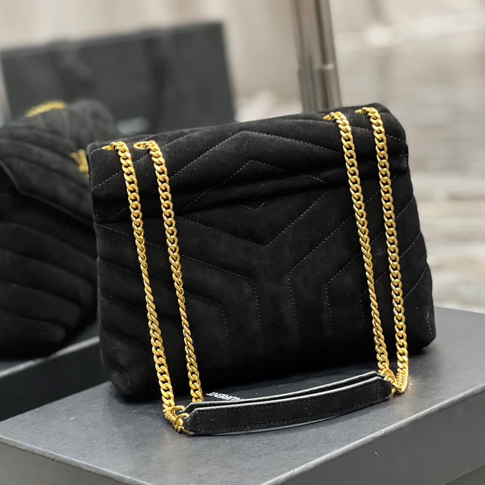 LOULOU SMALL CHAIN BAG IN Y QUILTED SUEDE