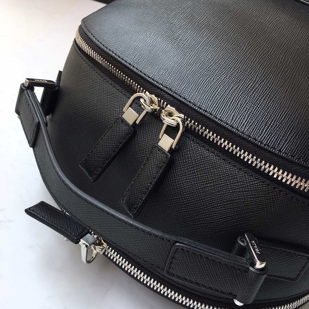 Pra*a men saffiano leather backpack